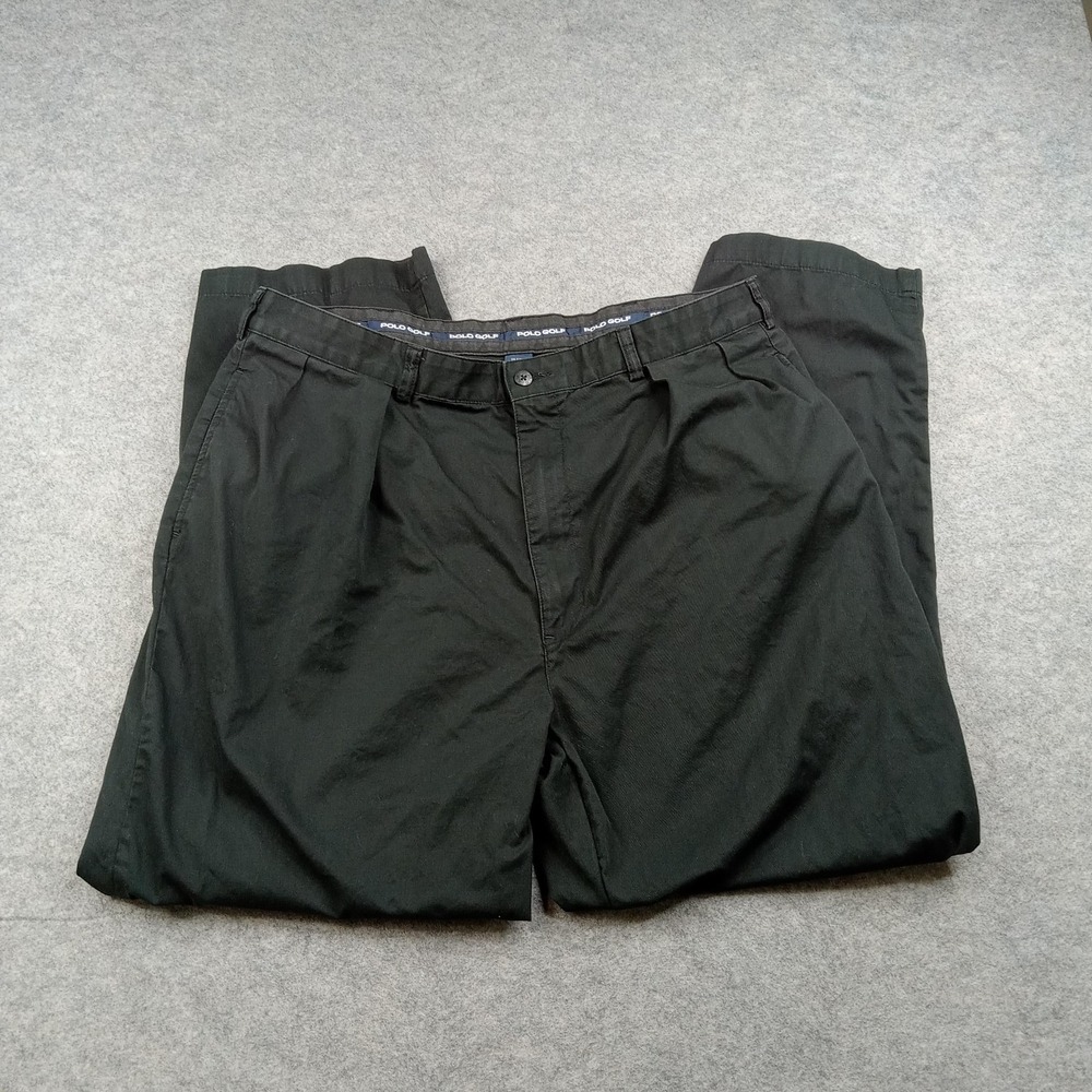 Polo Golf‎ Pants Mens 42x30 Black 100% Cotton Pleated Chino Straight Leg Casual